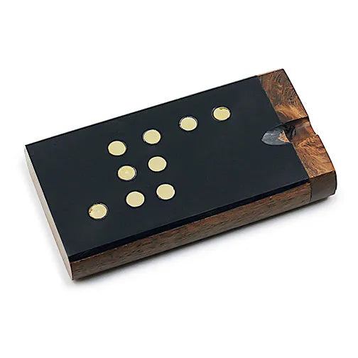 Handmade Wooden Blacked Out Stud Dugout w/ One Hitter - Discreet Smoker