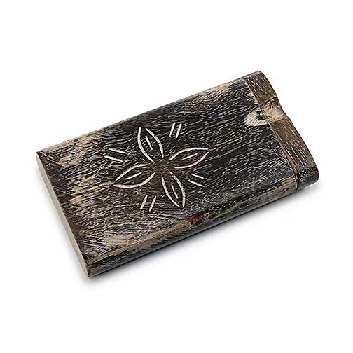 Handmade Wooden Flower Dugout w/ One Hitter - Discreet Smoker