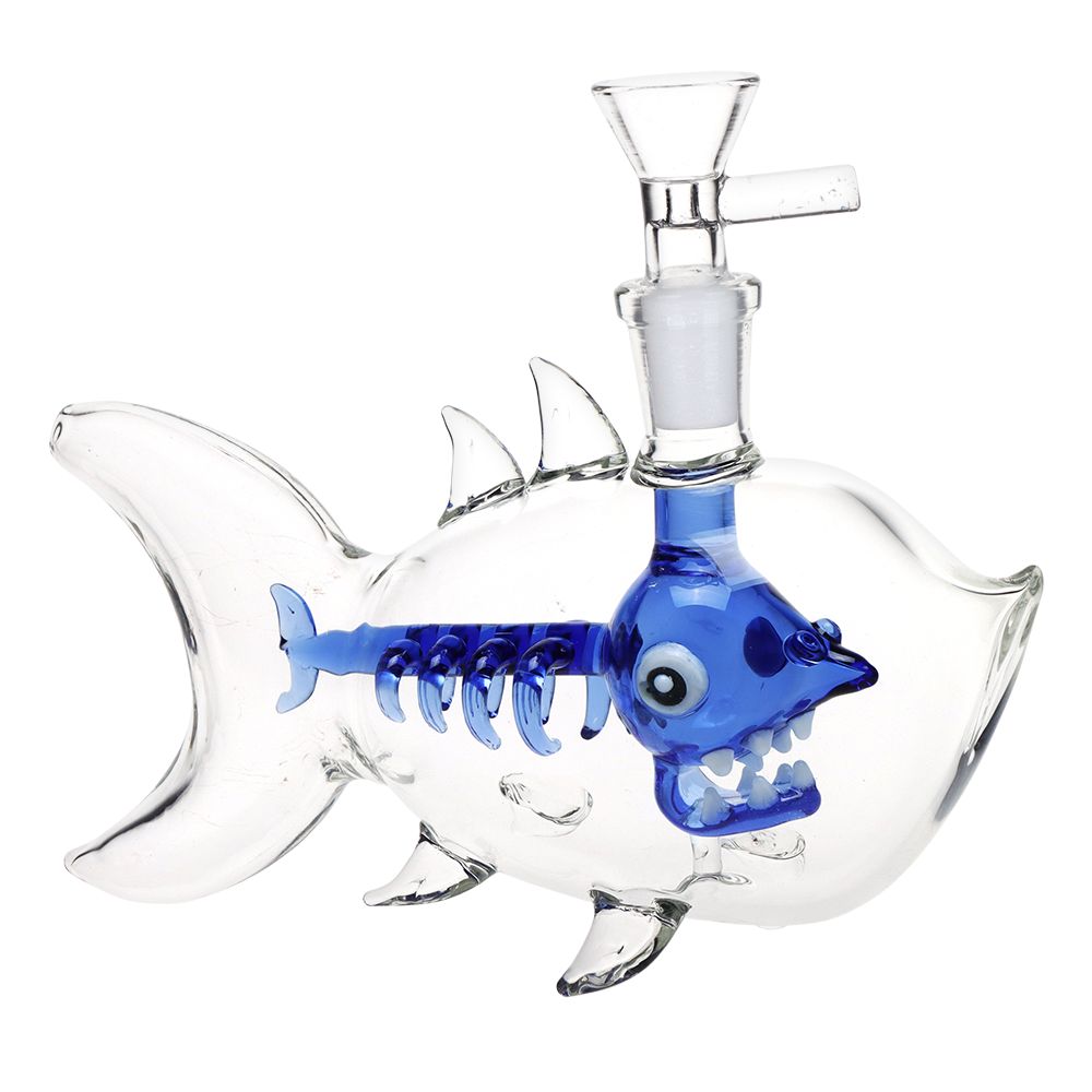 Fish Bone Glass Bubbler - 6.25" / 14mm F - Discreet Smoker