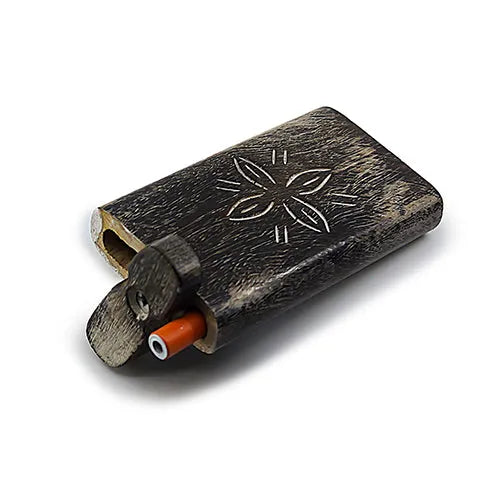 Handmade Wooden Flower Dugout w/ One Hitter - Discreet Smoker