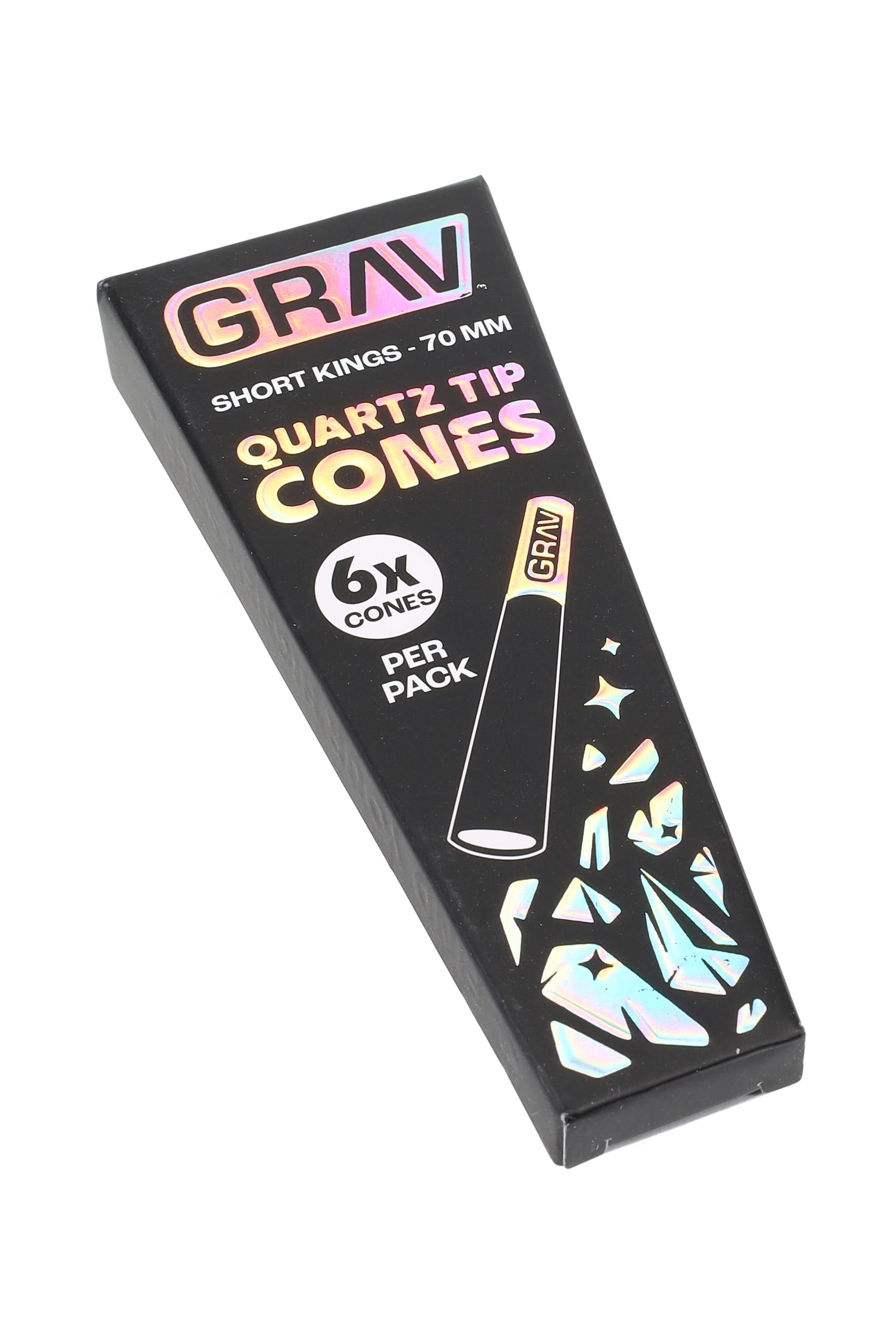GRAV Short Kings Quartz Tip Cones – 70 mm – 6/Pack – 16-Count Display - Discreet Smoker
