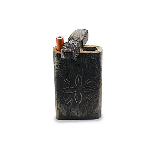 Handmade Wooden Flower Dugout w/ One Hitter - Discreet Smoker