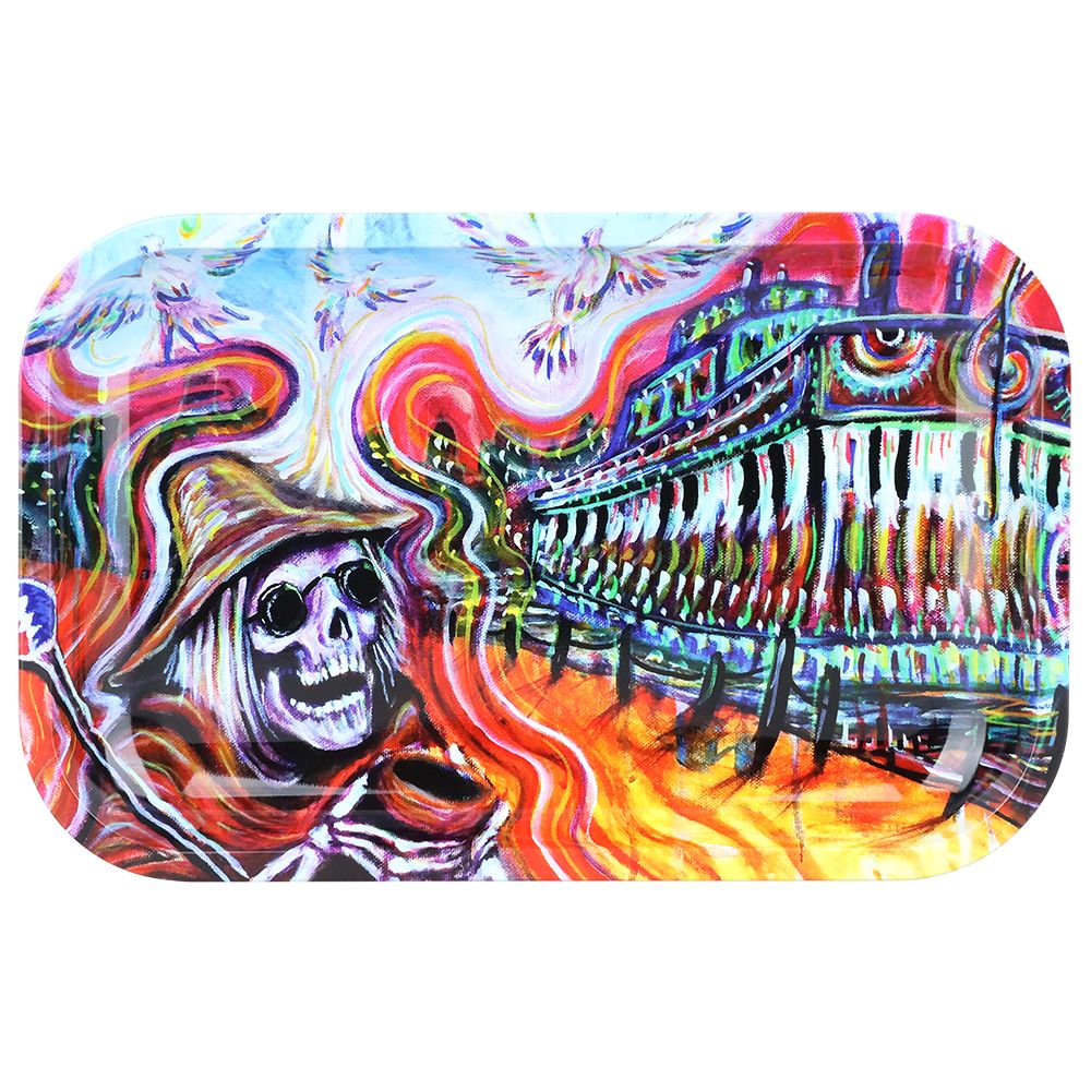 Grateful Dead x Pulsar Metal Rolling Tray - Steamboat / 11" x 7" - Discreet Smoker