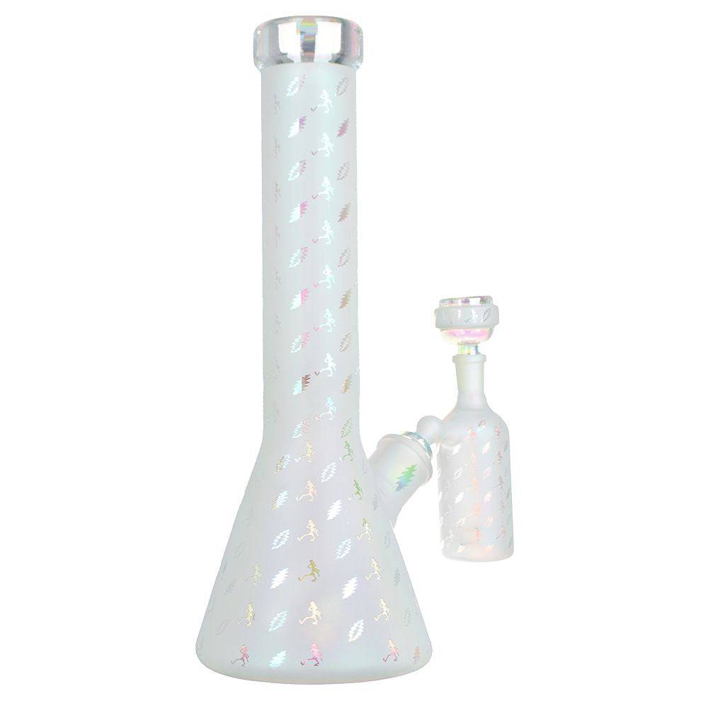 Grateful Dead x Pulsar Bolts And Skellies Glass Beaker Water Pipe Set | 13.75" | 14mm F - Discreet Smoker