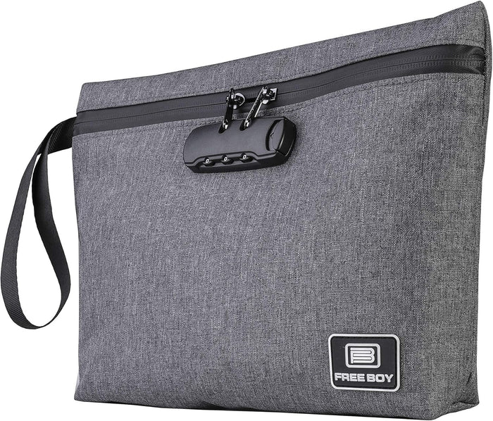 Durable Odor-Proof Stash Bag with Combination Lock - 11.8" x 8.6" Smell-Proof Storage Container, Black