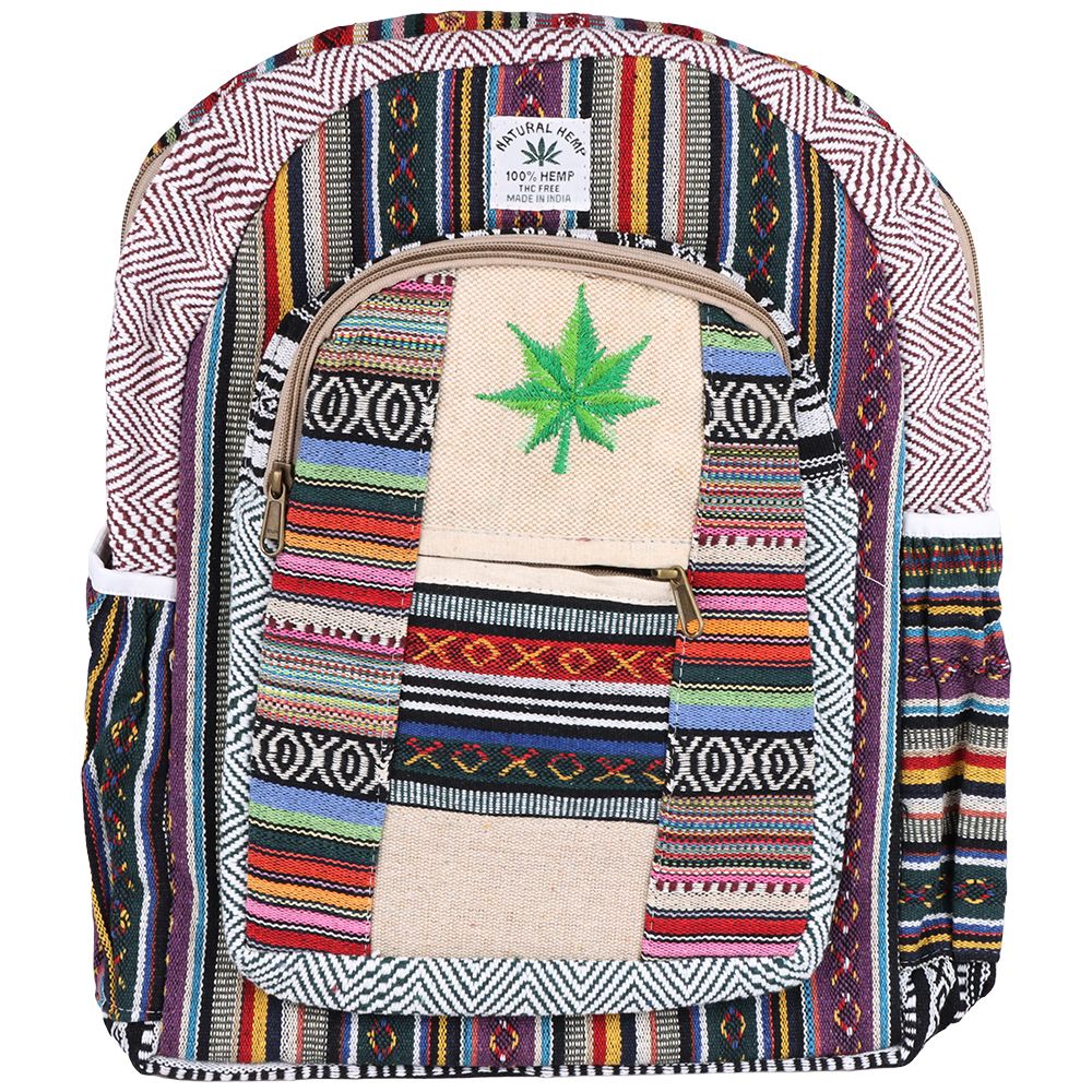 Threadheads Hemp Leaf Patched Backpack - 14"x17" - Discreet Smoker