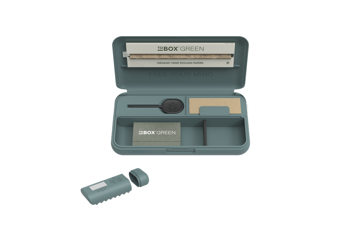 Tobox Green All-In-One Pocket Size Smell-Proof Stash Box Rolling Kit - Discreet Smoker