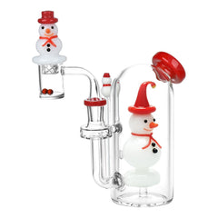 Smiling Snowman Glass Dab Rig Set - 6" / 14mm F - Discreet Smoker