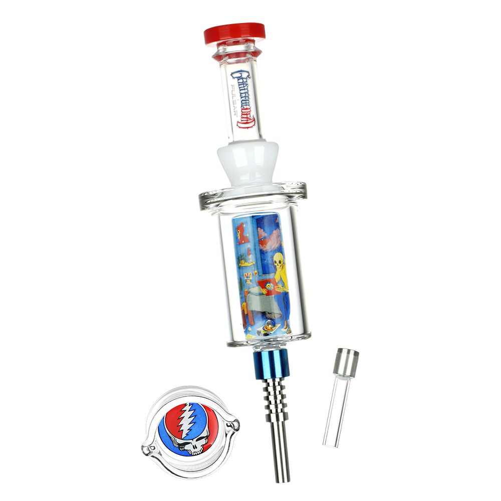 Grateful Dead x Pulsar Inside Print Vapor Vessel & SYF Dab Dish - 9.25" / Deadhead Dorm - Discreet Smoker