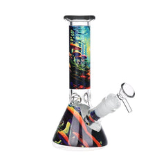 Mushroom Forest Glass Beaker Water Pipe Smoking Set - 7.75" / 14mm F - Discreet Smoker
