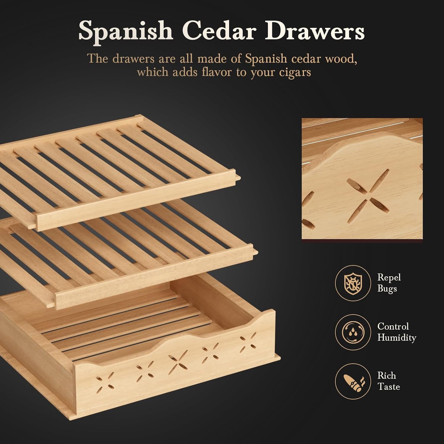65L Electric Cigar Humidor Cabinet, up to 500 Cigars