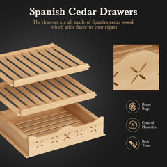 65L Electric Cigar Humidor Cabinet, up to 500 Cigars