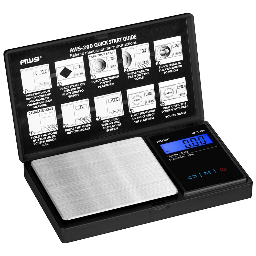 AWS Digital Pocket Scale Series - 200g x 0.01g / Black - Discreet Smoker
