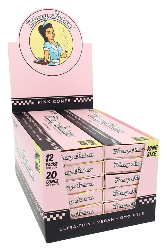 Blazy Susan King Size Cones – Pink or Purple – 20/Pack – 12-Count Display - Discreet Smoker