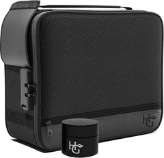 Herb Guard Large Smell Proof Bag & Case with Combination Lock (Holds up to 3 Ounces) - Includes YKK Zippers, 50Ml Smell Proof Container and Jar, Built in Tray & Travel Bags (Black)