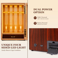 Cigar Flavoring Humidor, 4-Count, Spanish Cedar and Glass Tube Gift