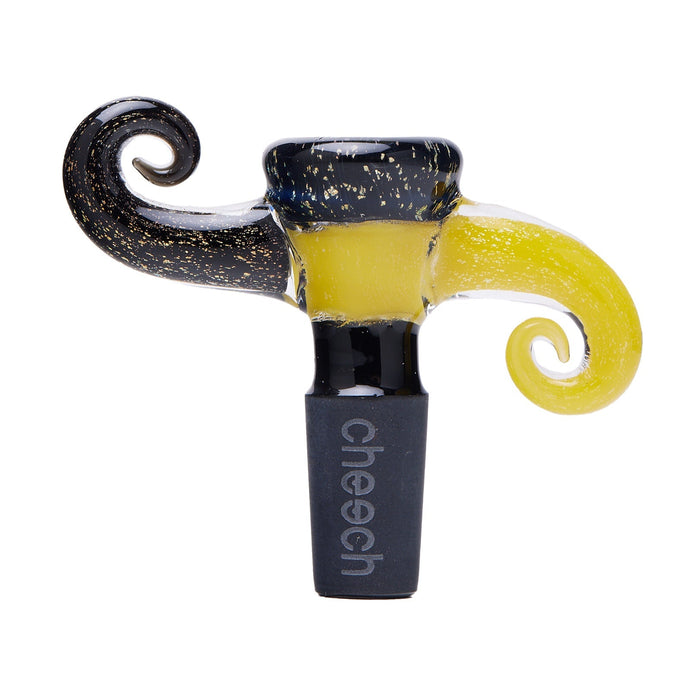 Cheech Glass 2" 14mm Dichro Horns Up and Down, Yellow