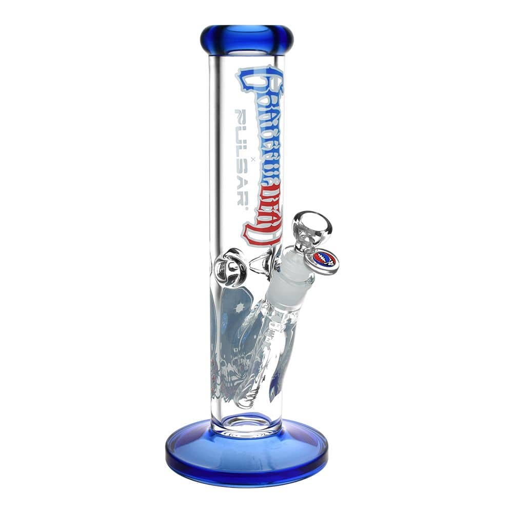 Grateful Dead x Pulsar Space Your Face Straight Tube Glass Water Pipe - 11.75" / 14mm F - Discreet Smoker