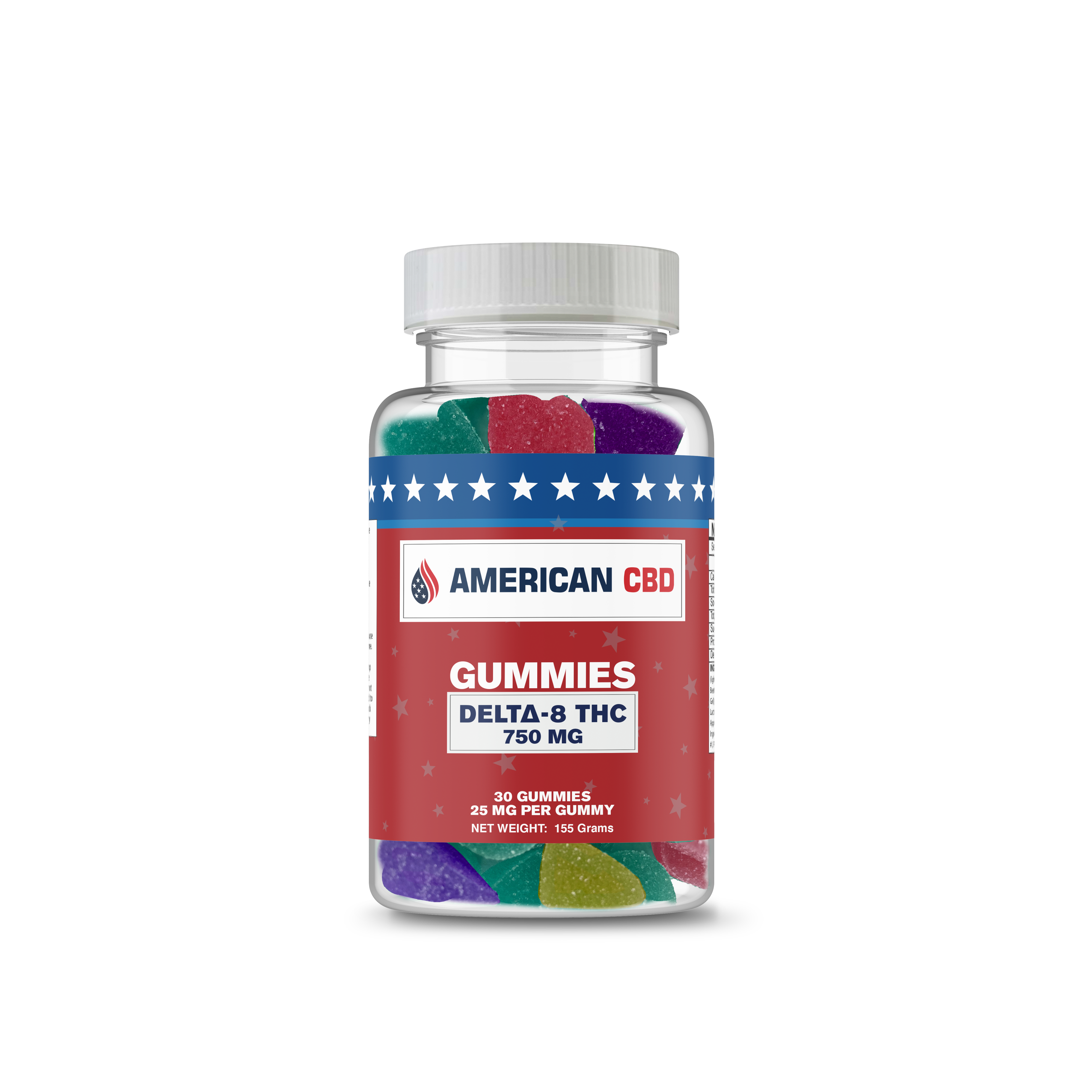 American CBD Delta-8 Gummies: 30 Pack (750mg) & 60 Pack (1,500mg) - Discreet Smoker