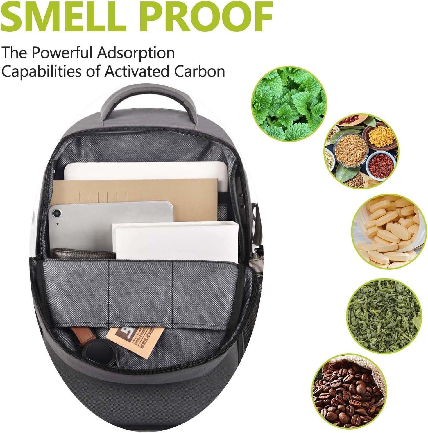 OZCHIN Smell Proof Backpack with Combination Lock, Double Sealed Zipper Classicssmell Proof Travel Backpack, Large Capacity Smell Proof Container Carbon Enduring, Great Gifts for Men Women