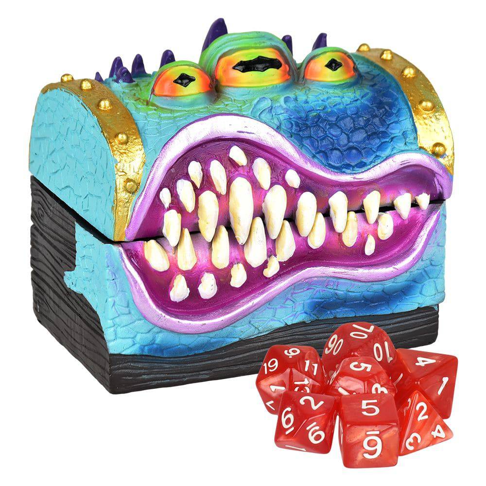 Monster Polyresin Box with Gaming Dice - 3.8" x 3.6" - Discreet Smoker