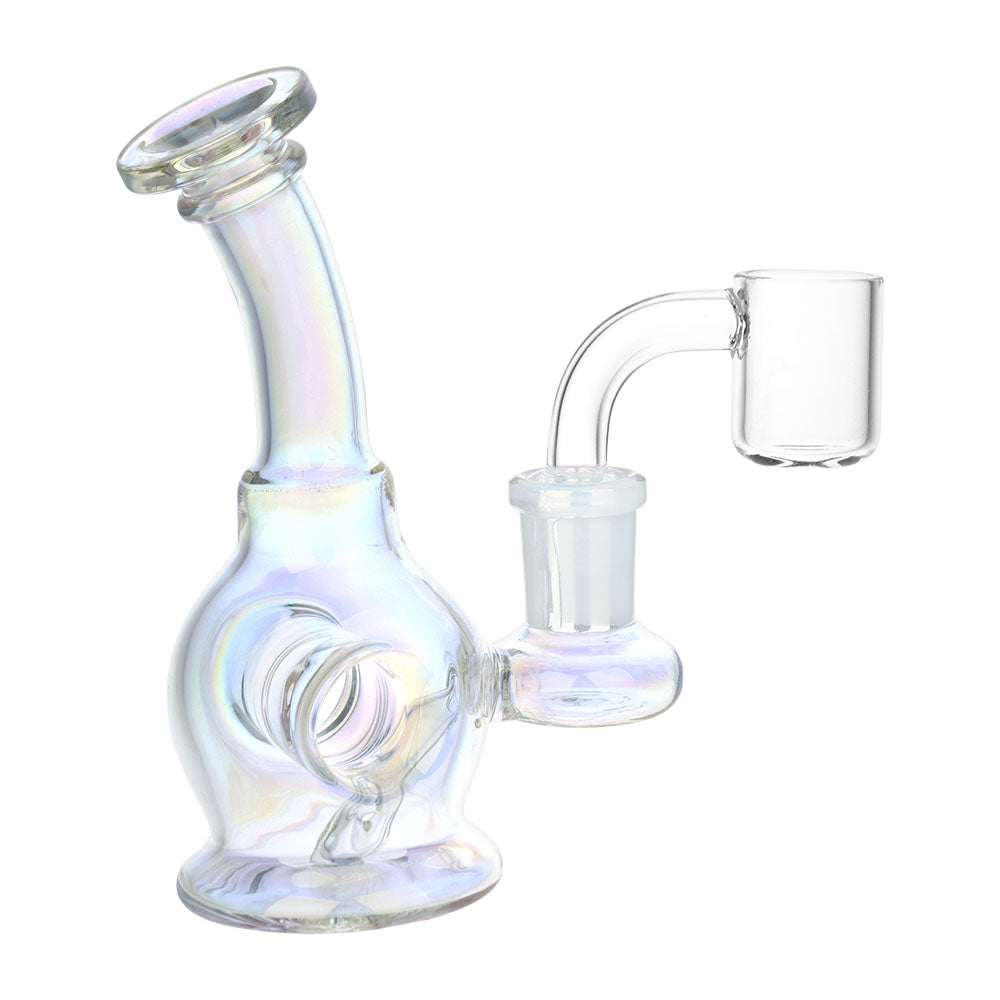 Time Warp Electroplated Glass Mini Dab Rig | 4.75" | 14mm F | Colors Vary - Discreet Smoker