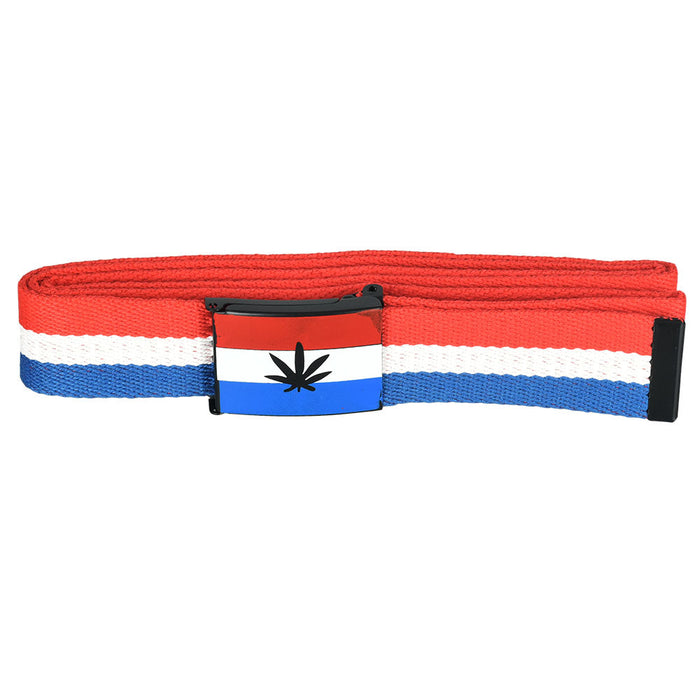 Hemp Leaf Belt | 59", Red White Blue