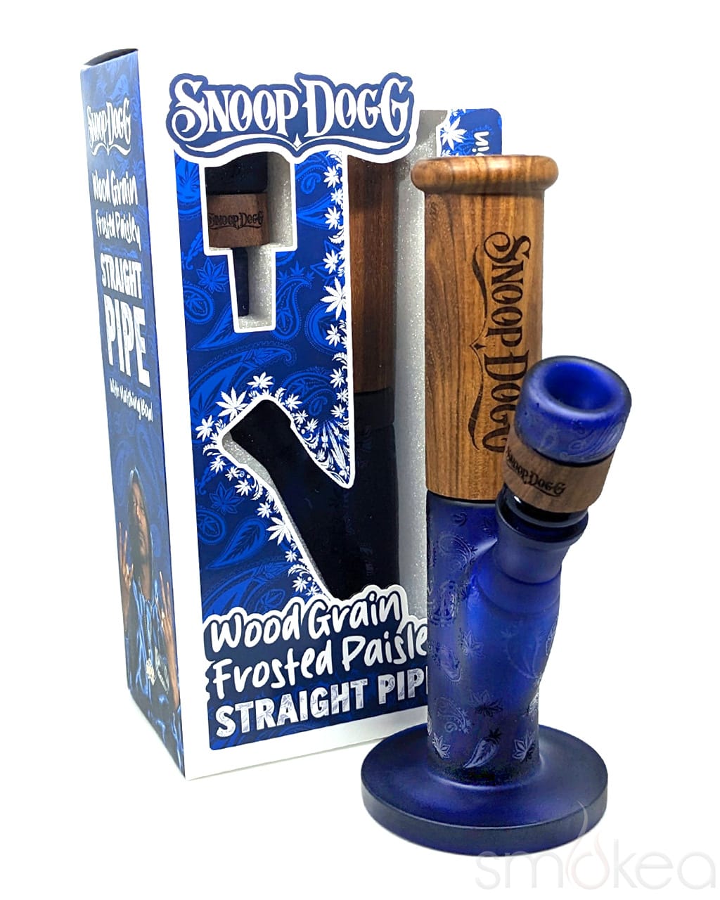 Dogg lbs Wood Grain Frosted Paisley Straight Bong - Discreet Smoker