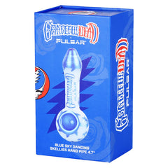 Grateful Dead x Pulsar Blue Sky Dancing Skellies Glass Spoon Pipe - 4.75" - Discreet Smoker