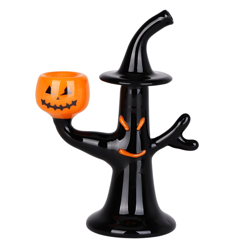 Tree Witch w/ Jack-o-lantern Glass Hand Pipe - 5.5" - Discreet Smoker