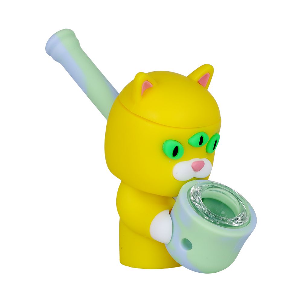 Three-Eyed Cat Secret Stash Silicone Hand Pipe - 4" - Discreet Smoker