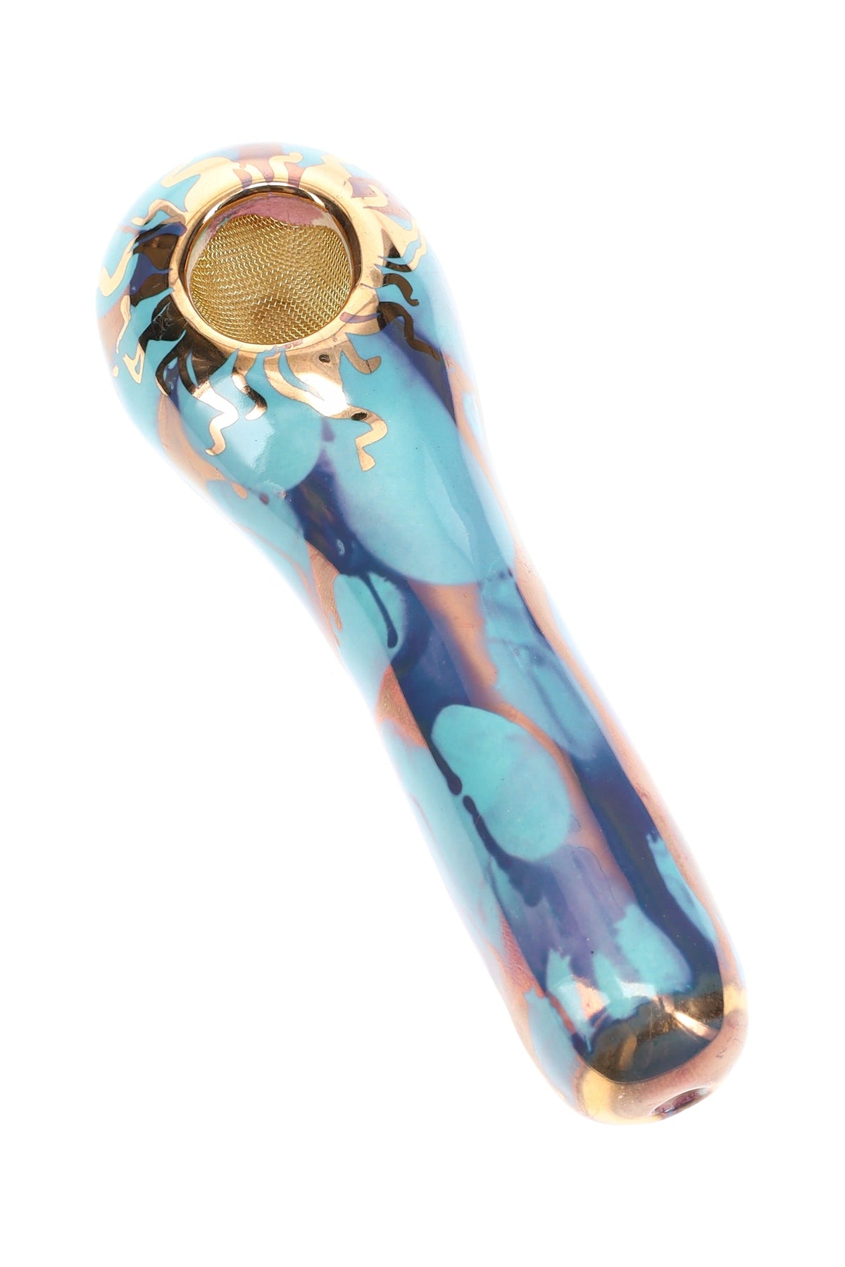 Ancient Creations Ceramics 4″ Ceramic Spoon Hand Pipe – Brass Screen – US-Made - Discreet Smoker