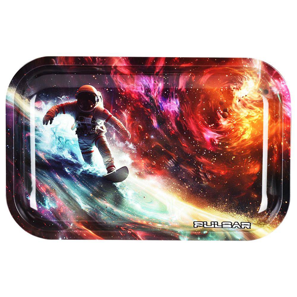 Pulsar Metal Rolling Tray - Astro Surfer / 11"x7" - Discreet Smoker