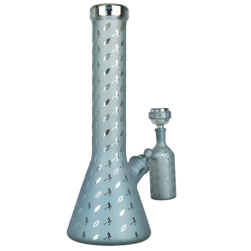 Grateful Dead x Pulsar Bolts And Skellies Glass Beaker Water Pipe Set | 13.75" | 14mm F - Discreet Smoker