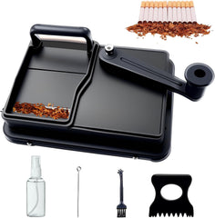 Cigarette Rolling Machine, Manual Cigarette Roller Cigarette Tobacco Injector for 8Mm Diameter Pipes and Most Cigarette Tubes - Includes Pressed Board, Cleaning Brush, Tube Probe, Spray Bottle (Black)