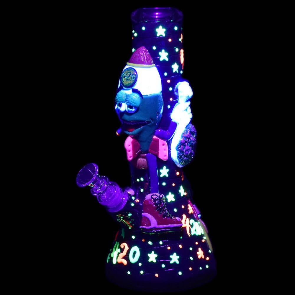 Stoney Rocket Bro 3D Painted Water Pipe - 10.25" / 14mm F - Discreet Smoker