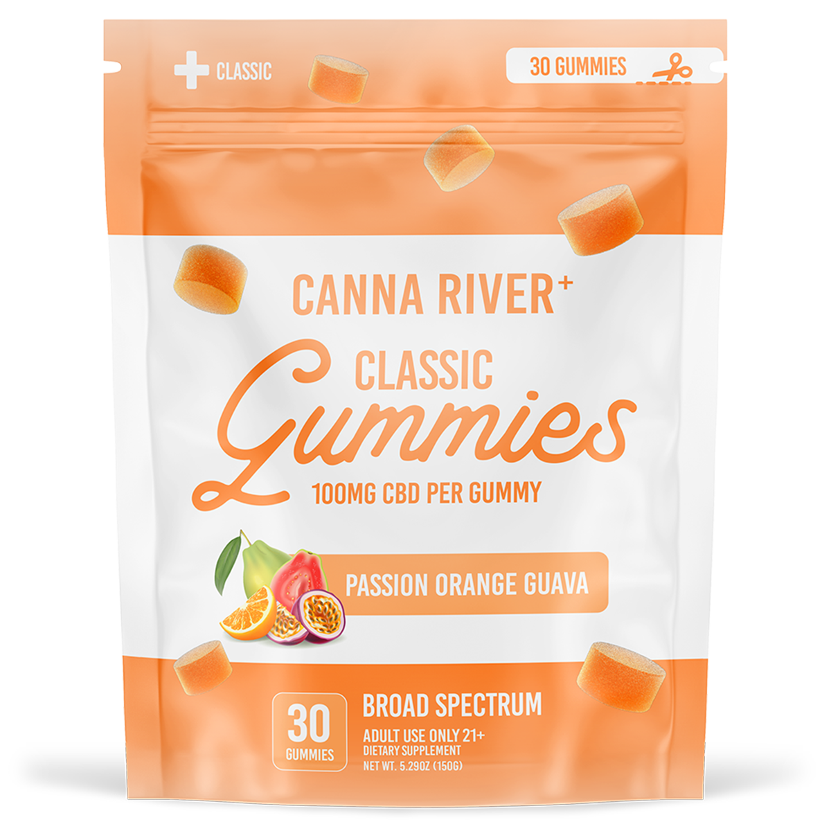 Canna River - Broad Spectrum CBD Gummies - Passionfruit, Orange, Guava