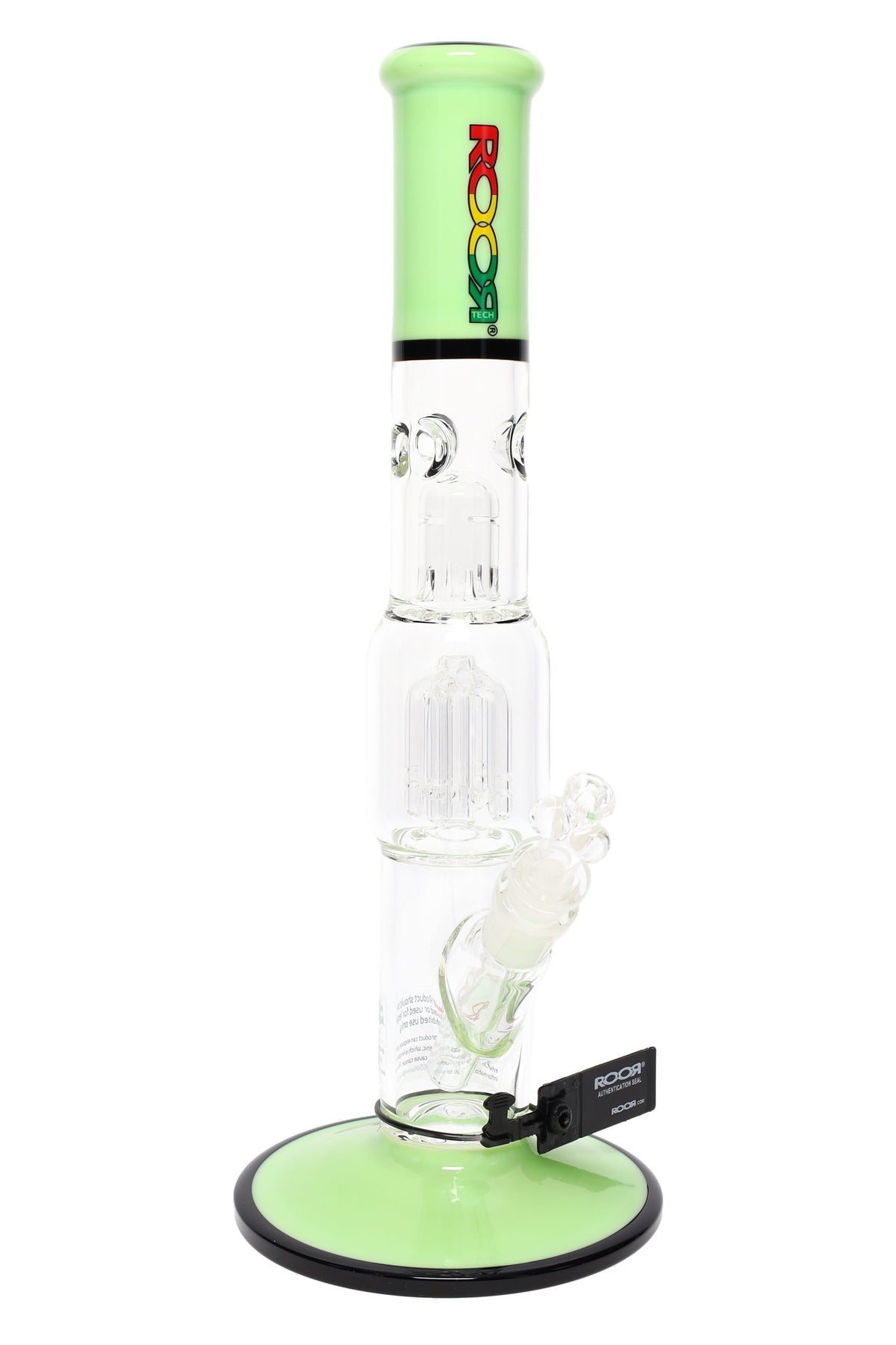 ROOR Tech 15" Multicolor Straight Tube Bong with Tree Perc – Glass-on-Glass - Discreet Smoker