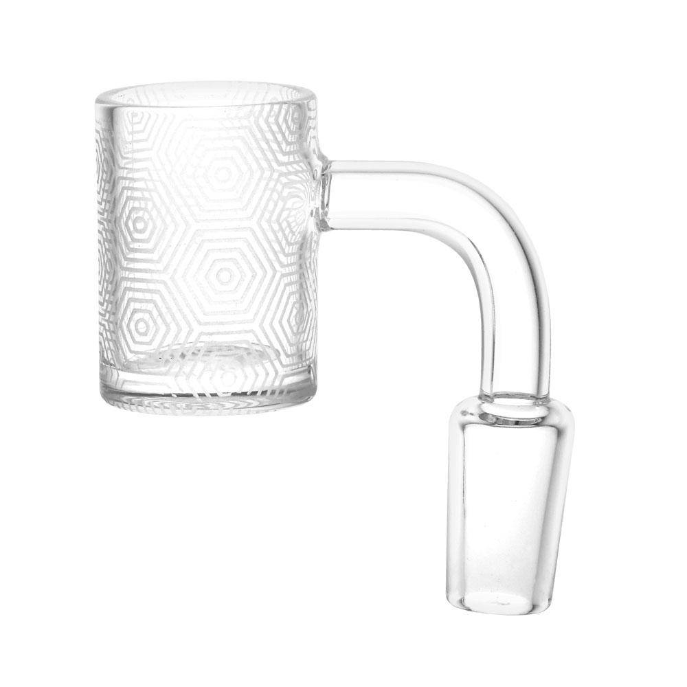 Concentric Hexagons Etched Quartz Banger | 14mm Male - Discreet Smoker