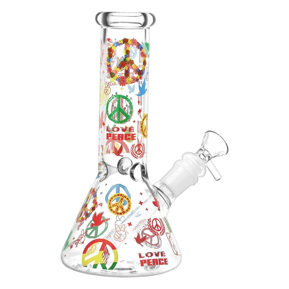 Pulsar World Peace Beaker Glass Water Pipe - 7.75" / 14mm F - Discreet Smoker