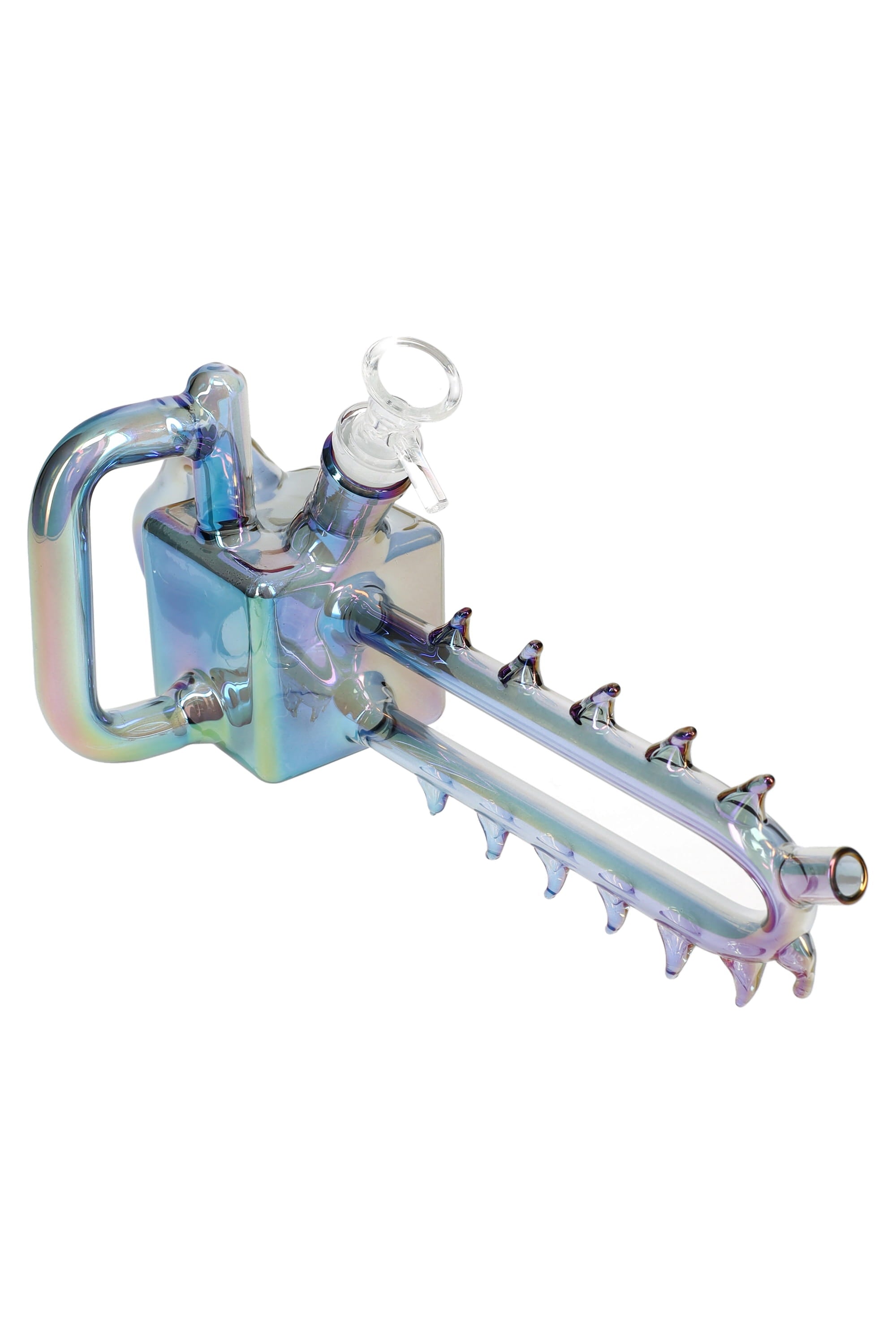 Glass Chainsaw Bong “RipSaw” – Glass-on-Glass – 11″ – Assorted Colors - Discreet Smoker