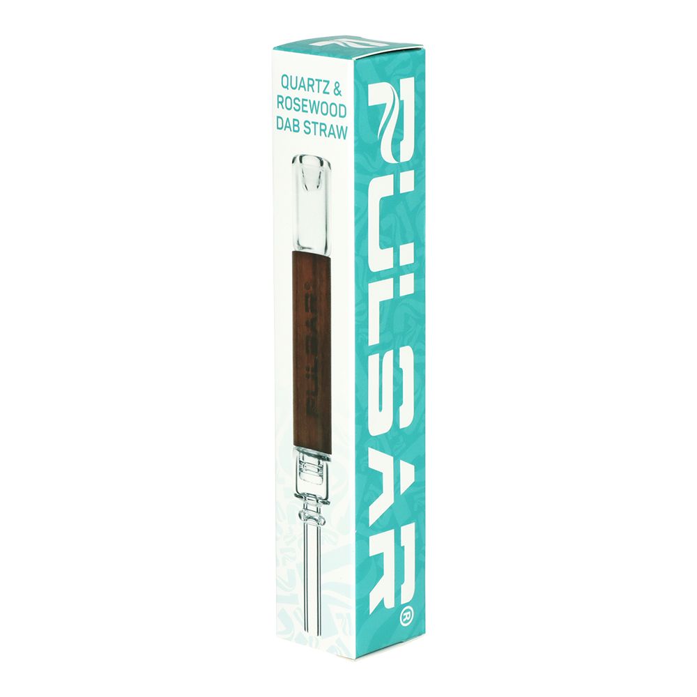 Pulsar Quartz & Rosewood Deco Dab Straw - 5.75" - Discreet Smoker