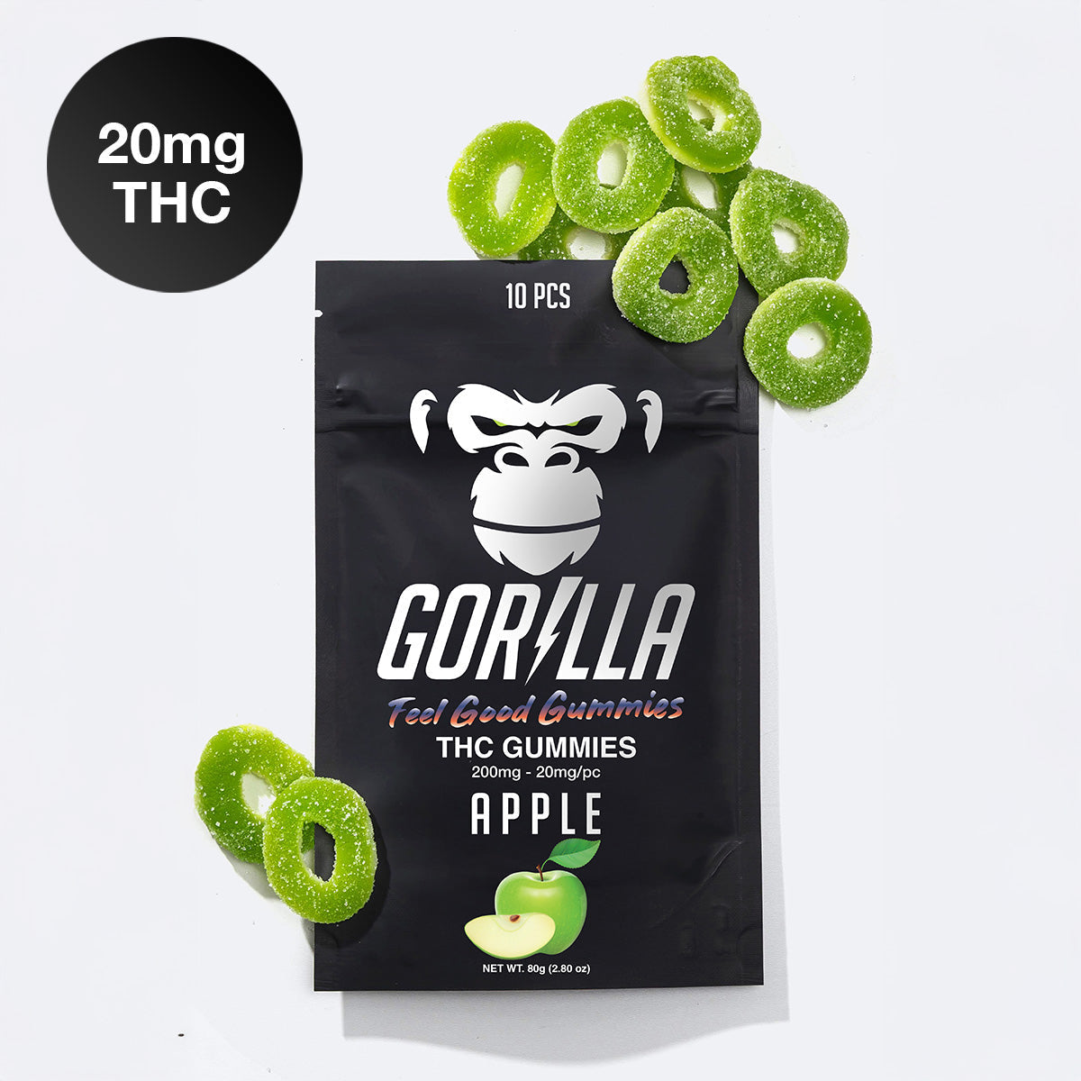 Gorilla THC Gummies - 20MG Delta 9 (10pc) - Discreet Smoker