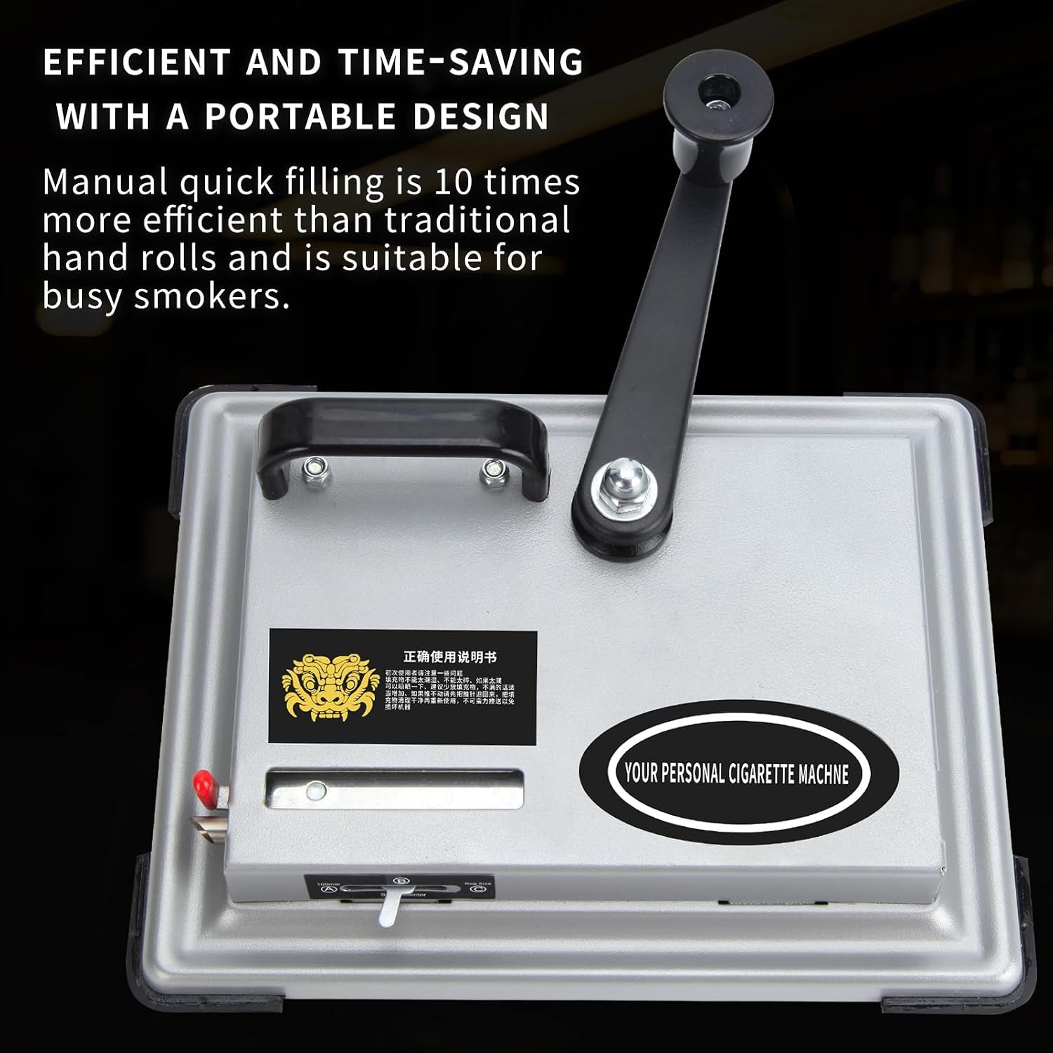 Manual Cigarette Rolling Machine Tobacco Injector for 8Mm Diameter Cigarette Tubes, Makes 80-100Mm Length Cigarettes, Portable Handheld Cigarette Maker (Silver)