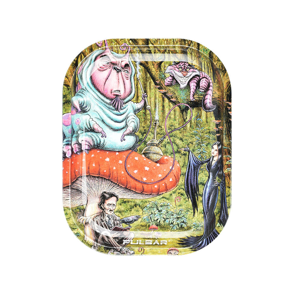 Pulsar Mini Metal Rolling Tray - Malice in Wonderland / 7"x5.5" - Discreet Smoker