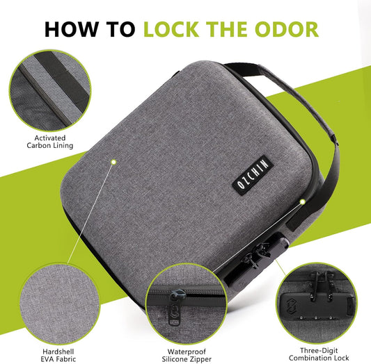 OZCHIN Smell Proof Bag with Combination Lock Shockproof Hard Shell Carrying Case Smoking Tobacco Bag Odorless Pouch Medicine Organizer Case Container Travel