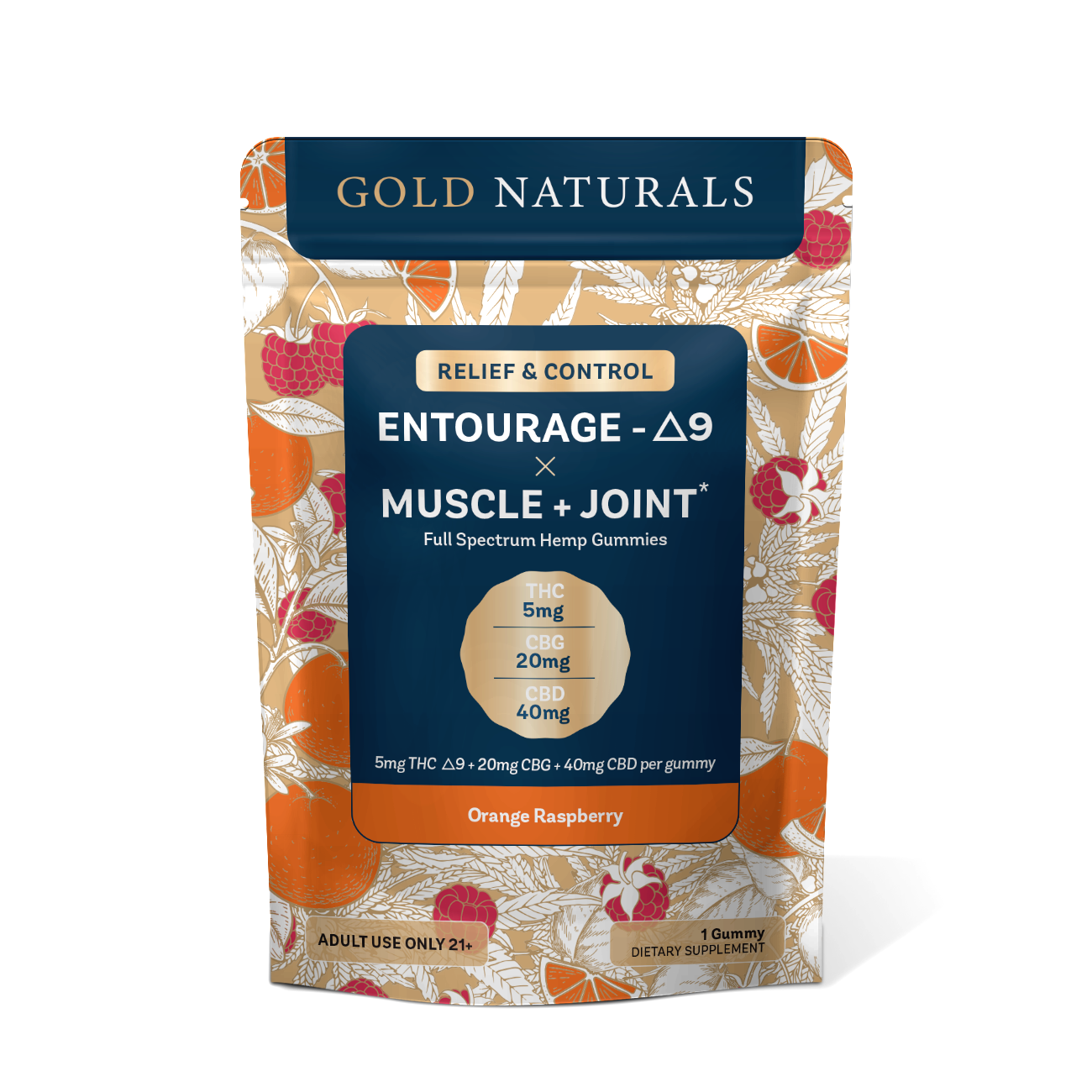Gold Naturals 5 mg Entourage Δ9 x Muscle + Joint Gummy - Discreet Smoker