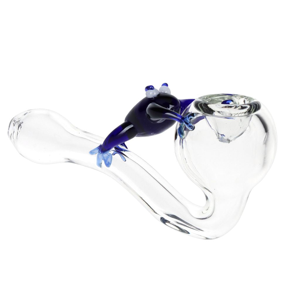 Frogger Glass Sherlock Hand Pipe - 4.75" - Discreet Smoker