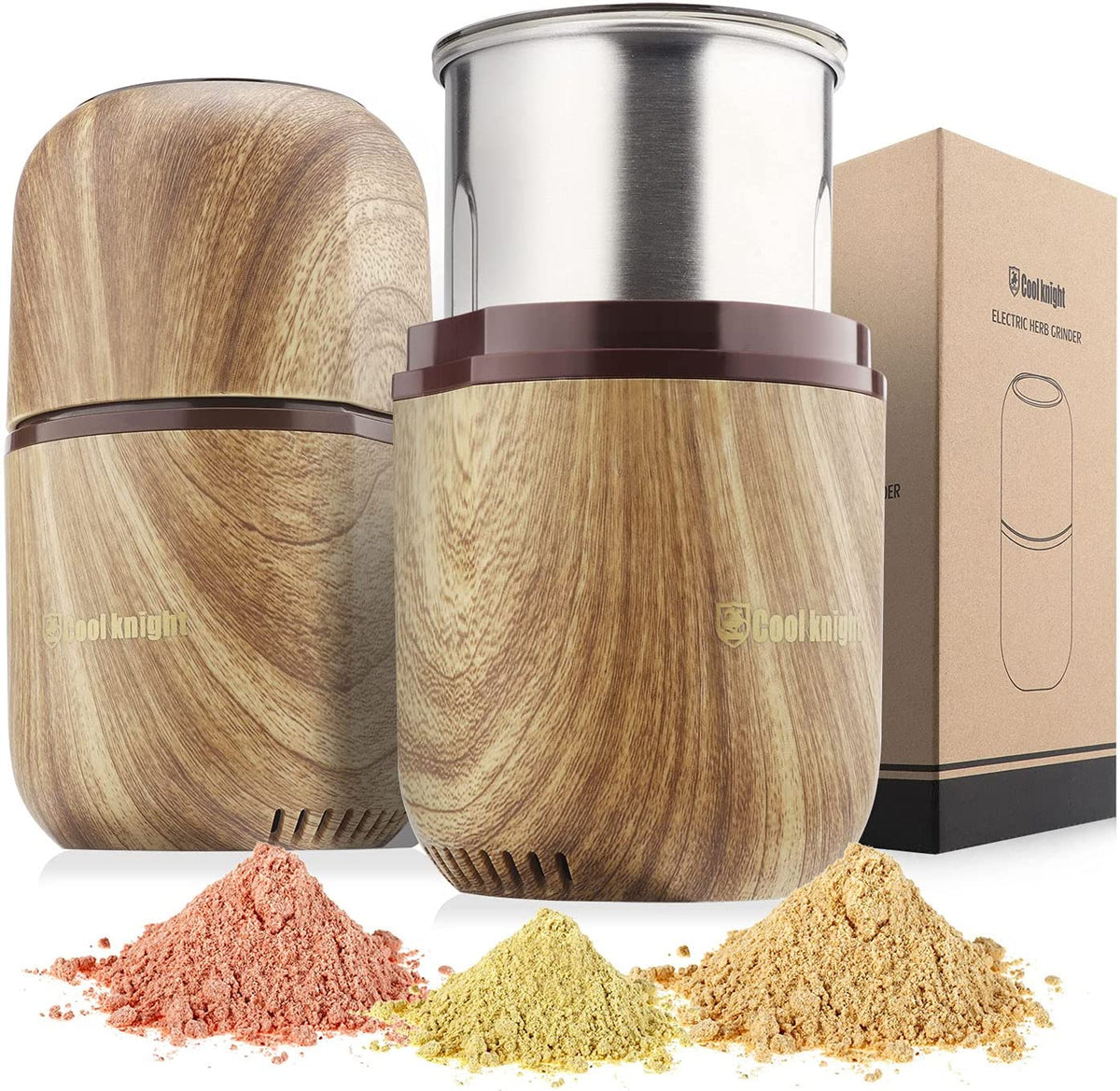 Electric Herb Grinder [Large Capacity/High Rotating Speed]-Electric Grinder for Spices and Herbs (Wood Grain 2)