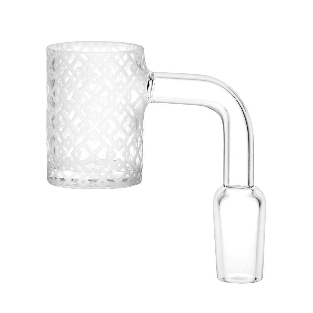 Interlocking Diamonds Etched Quartz Banger - Discreet Smoker
